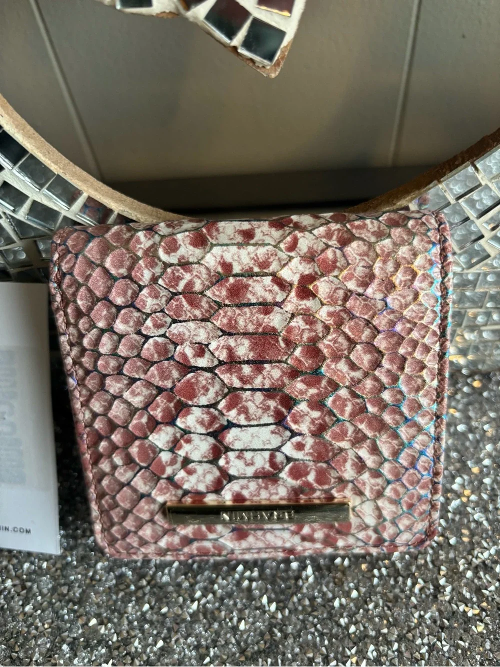 🎀Brahmin Jane Multi-Color‎ Genuine Leather Wallet - Pink Snake Print